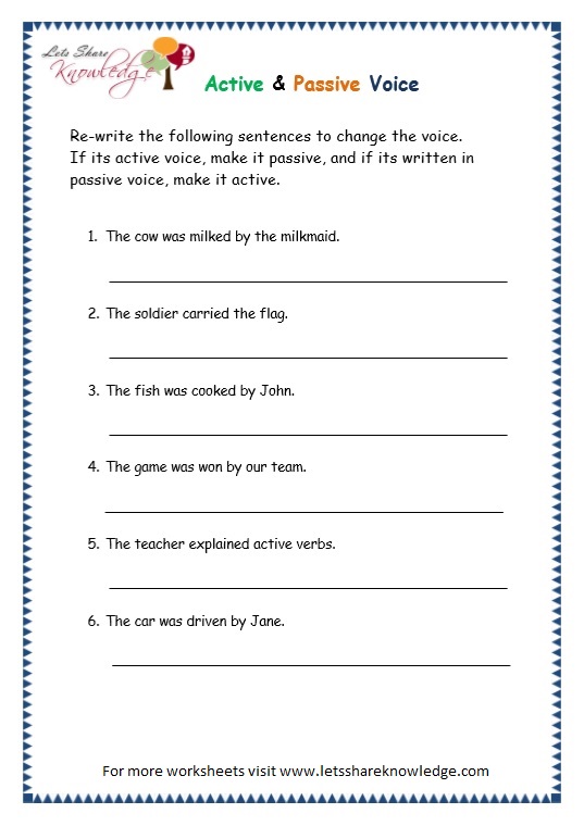 Grade 3 Grammar Topic 3 Active Passive Voice Worksheets Lets Share 