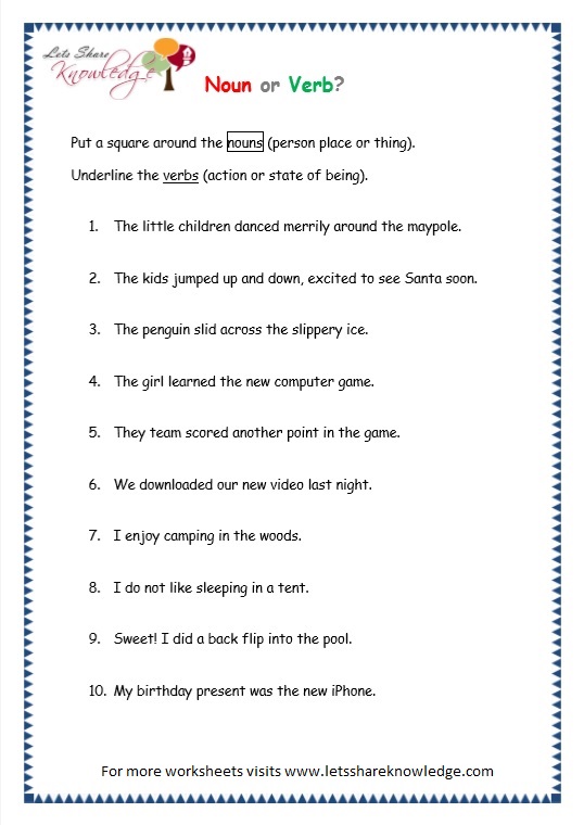 Grade 3 Grammar Topic 5 Parts Of Speech Worksheets Lets Share Knowledge