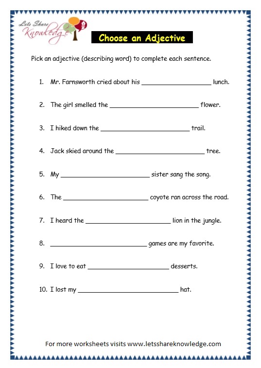 Grade 3 Grammar Topic 5 Parts Of Speech Worksheets Lets Share Knowledge