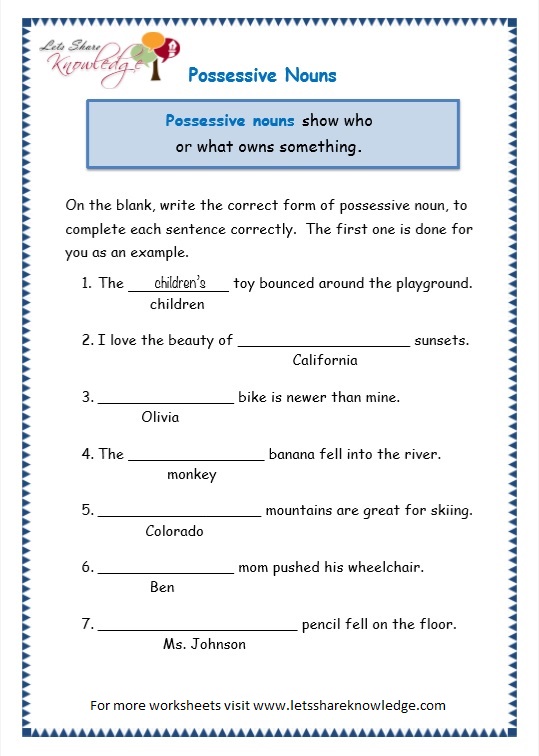 Homework Help Possessive Nouns Possessive Nouns Lesson For Kids