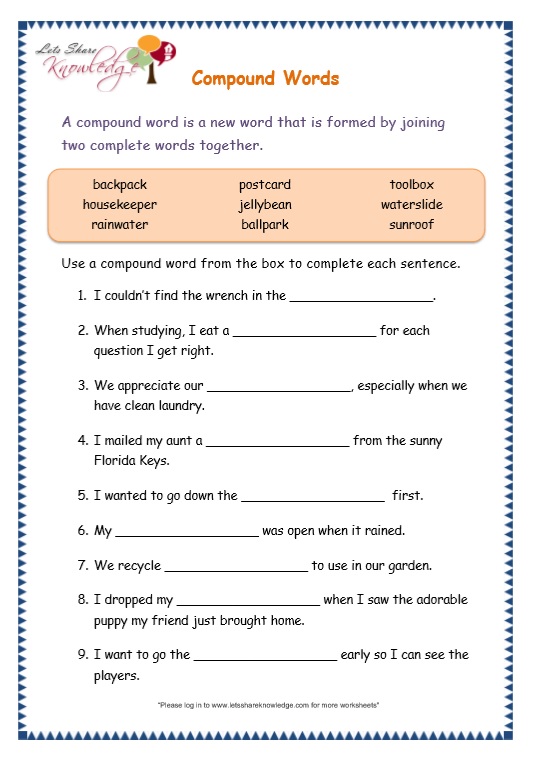 Grammar Worksheets For Grade 3