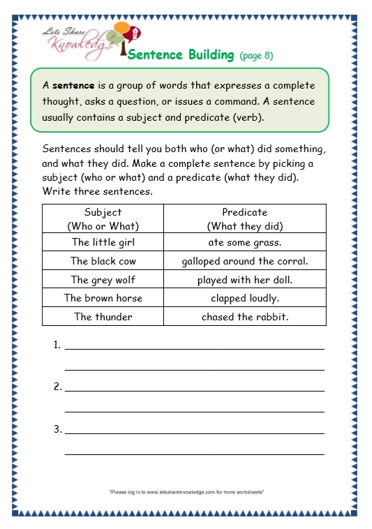 Grade 3 Grammar Topic 35 Sentence Building Worksheets Lets Share 