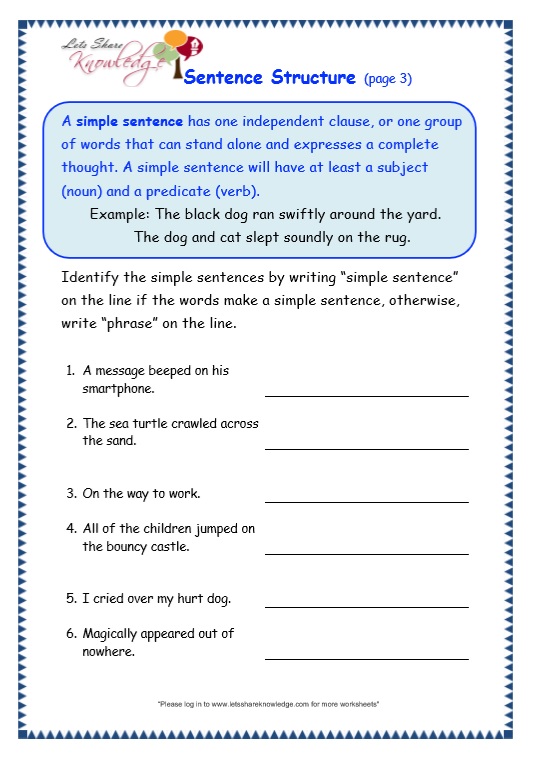 Grade 3 Grammar Topic 36 Sentence Structure Worksheets Lets Share 