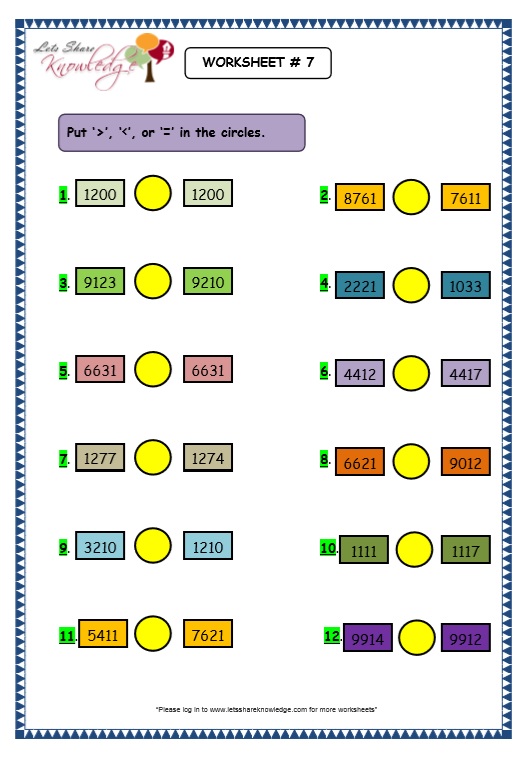 Grade 3 Maths Worksheets 4 Digit Numbers 17 Comparison Of 4 Digit 