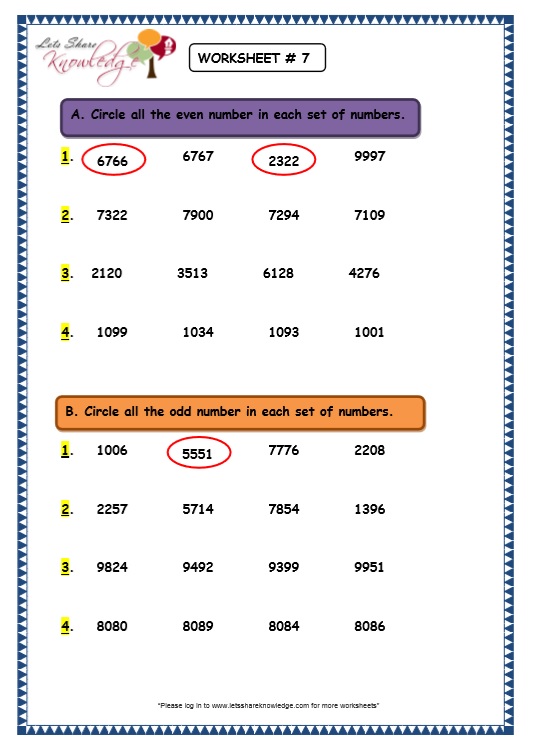 Grade 3 Maths Worksheets 4 Digit Numbers 1 10 Even And Odd Numbers 