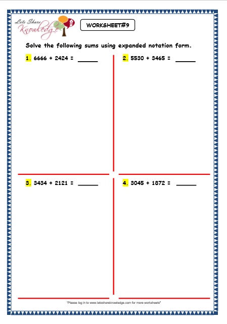 Grade 3 Maths Worksheets Addition 3 5 Addition Using Expanded Form 