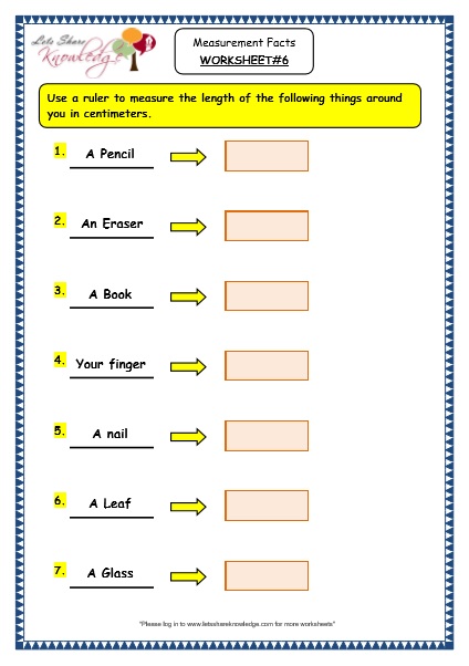 Grade 3 Maths Worksheets: (11.1 Measurement Facts) - Lets Share Knowledge