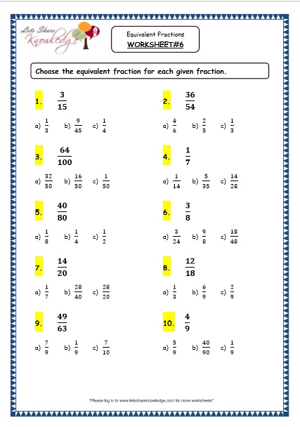 4th Grade Equivalent Fractions Printable Worksheets Printable 