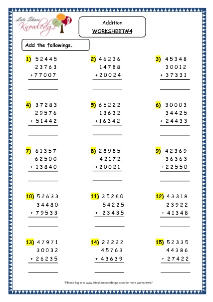 Grade Maths Resources Addition Of Digit Numbers With More