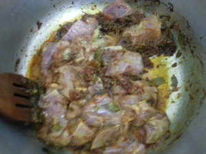 adding meat - memoni akni beef pulao