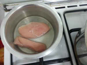boiling chicken - chicken bread