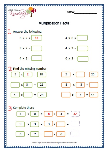 Grade 2: Maths Worksheets Part 1 + 2 (more topics) - Lets Share Knowledge