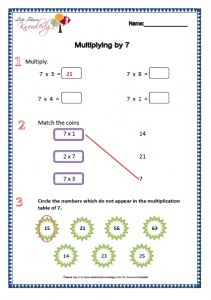 Grade 2 Maths Worksheets Multiplying by 7