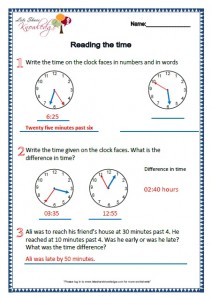 Grade 2 Maths Worksheets Reading the Time