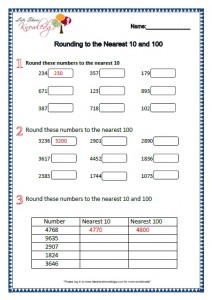 Grade 2 Maths Worksheets Rounding to the nearest 10 and 100