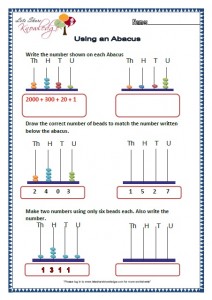 Grade 2 Maths Worksheets Using an Abacus