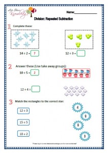 Grade 2 maths worksheets Division repeated subtraction