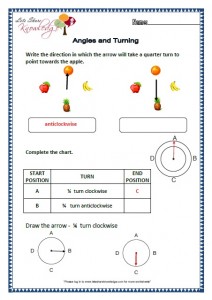 Grade 2 maths worksheets angles and turning