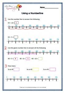 Grade 2 maths worksheets using a numberline