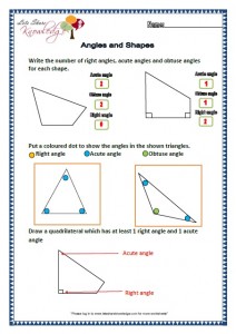 Grade two worksheets angles and shapes