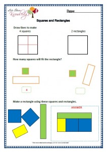 Grade two worksheets squares and rectangles