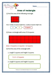 area of rectangle grade 2 maths worksheets