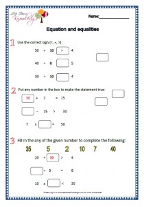 equation and equalities worksheets