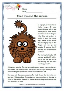 lion and the mouse grade 1 comprehension