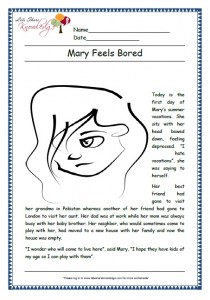 mary feels bored grade 1 comprehension