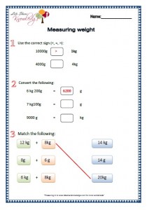 measuring weight worksheets