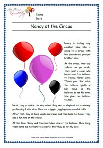 nancy at the circus grade 1 comprehension