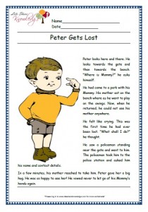 peter gets lost grade 1 comprehension