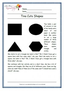 tina cuts shapes grade 1 comprehension
