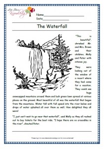 waterfall grade 1 comprehension