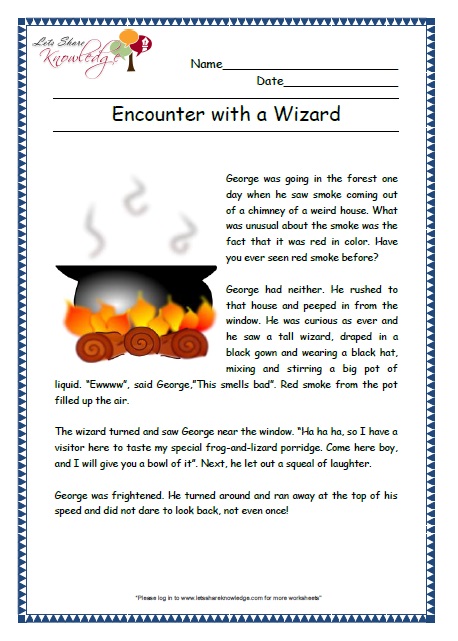 wizard grade 2 comprehension worksheet