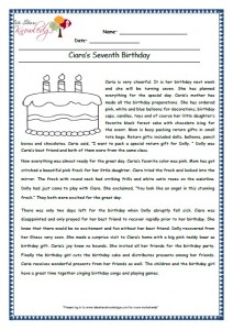 13 Ciara's Seventh Birthday grade 3 comprehension worksheet