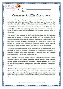 16 computer grade 3 comprehension worksheet