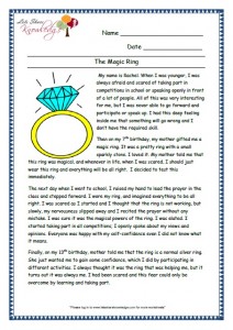 9 The magic ring grade 3 comprehension worksheet