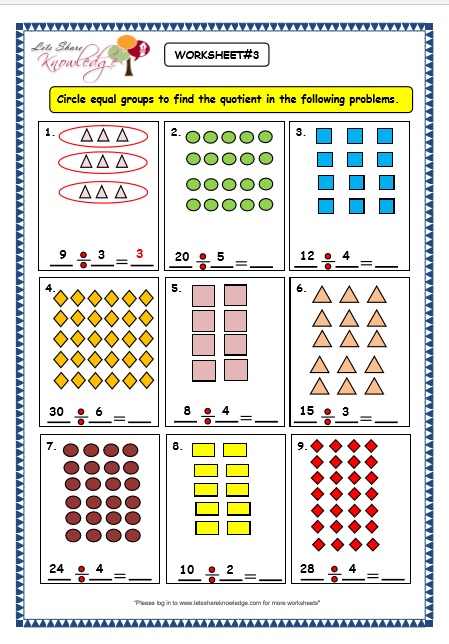  Division by Grouping worksheets