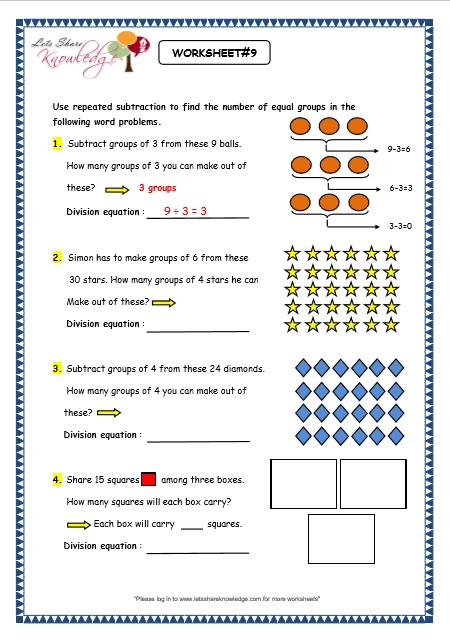  Division by Repeated Subtraction worksheet