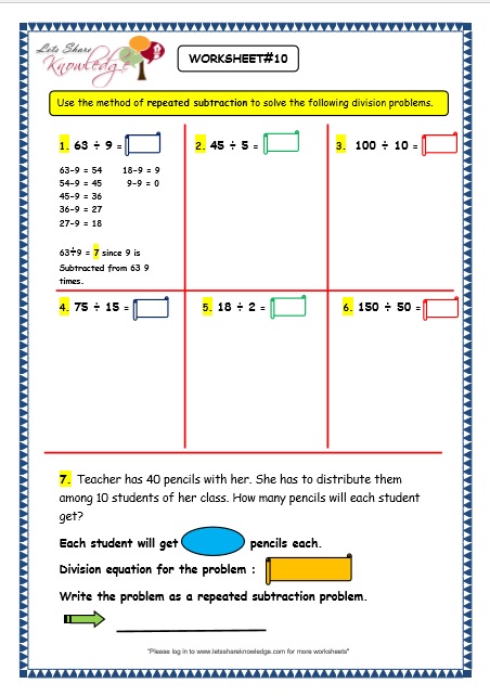  Division by Repeated Subtraction worksheet