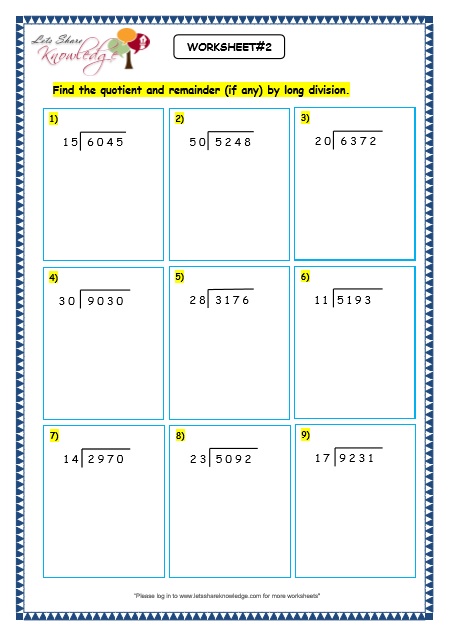  Long Division by 2 Digit Numbers Worksheet 