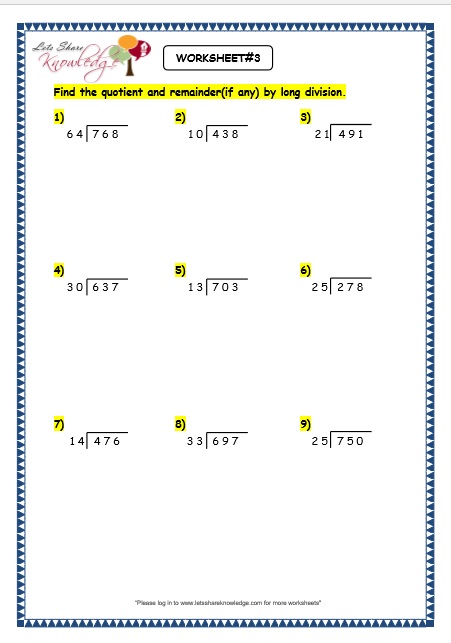  Long Division by 2 Digit Numbers worksheets