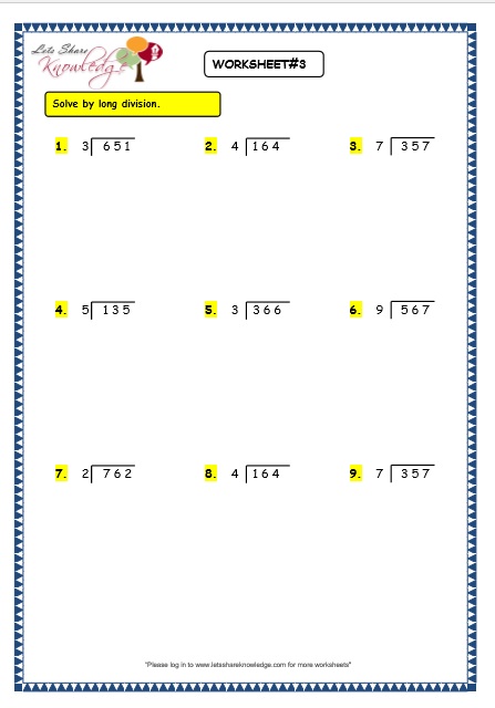  Long Division Without Remainder worksheets