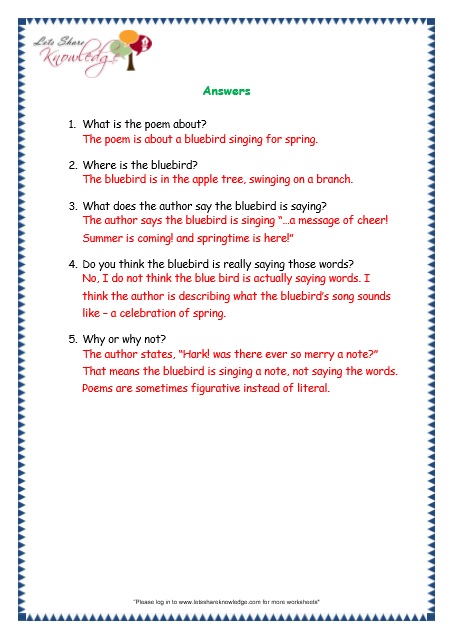 Comprehensions for Grade 3 (Ages 7 – 9) Worksheets Passage 2 – Lets ...