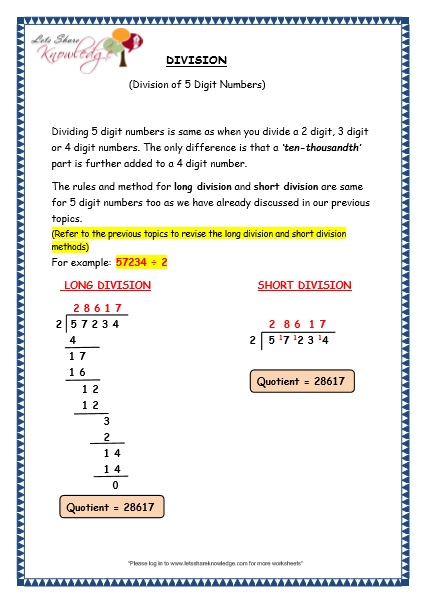  Division of 5 Digit Numbers