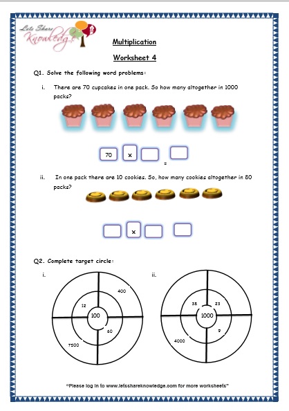  Multiplication by 10, 100 and 1000 worksheet 