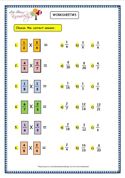  Multiplying and Dividing Fractions Worksheets