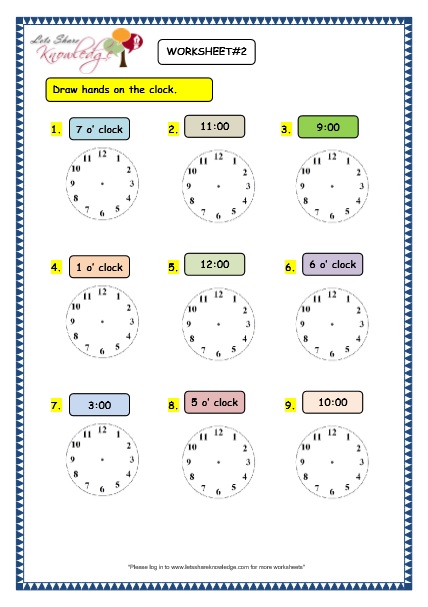  Telling the Time in Exact Hours Worksheet 