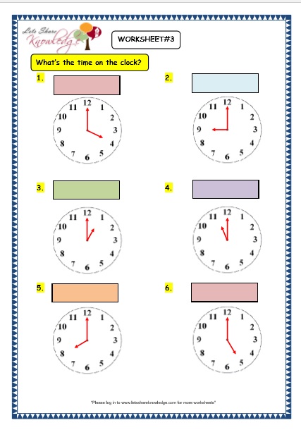  Telling the Time in Exact Hours Worksheets